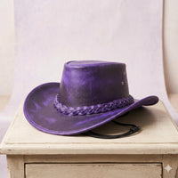 Standout Style Handcrafted Purple Leather Cowboy Hat