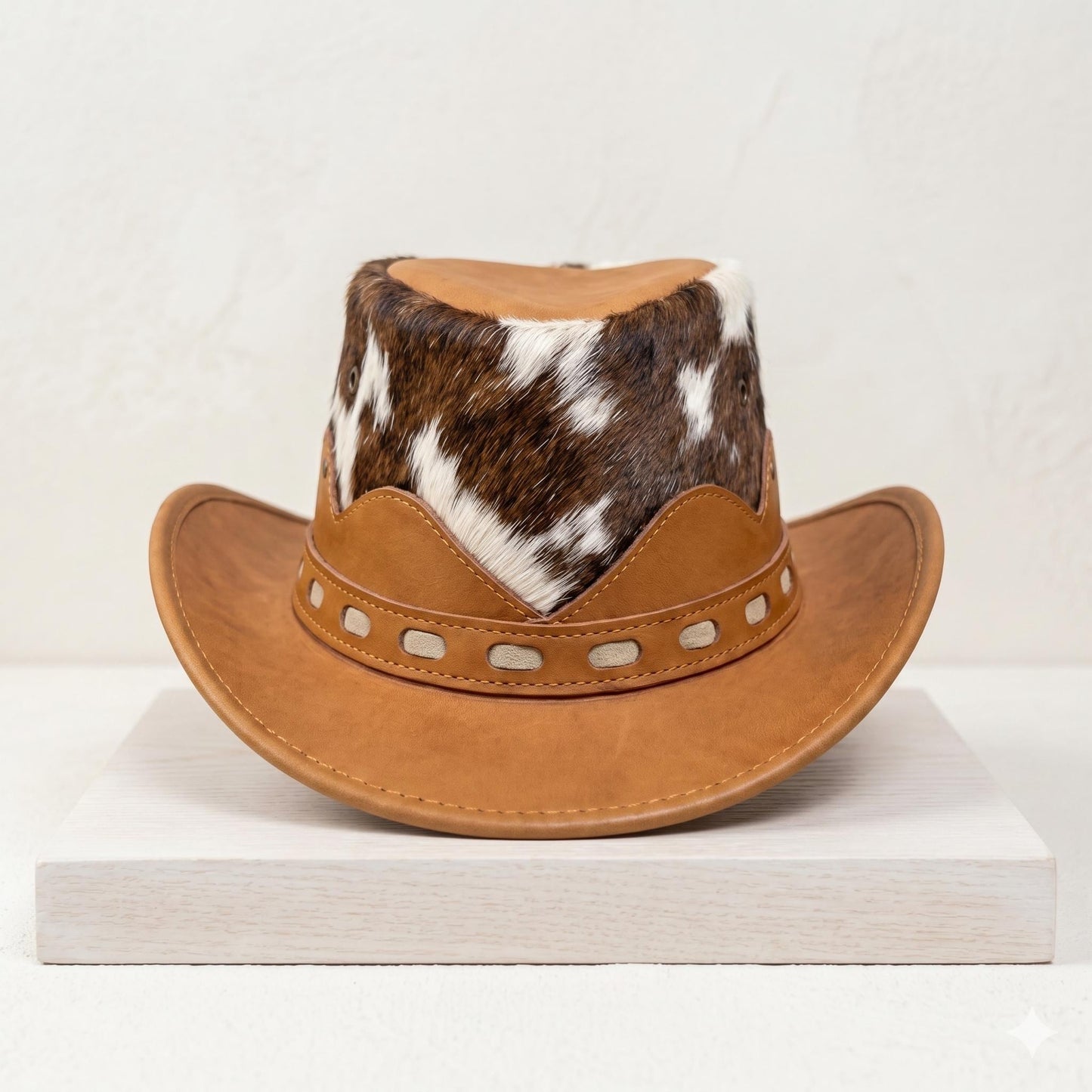 Brown Cowhide Leather Cowboy Hat | Authentic Western Rodeo Style