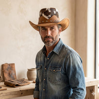 Brown Cowhide Leather Cowboy Hat | Authentic Western Rodeo Style