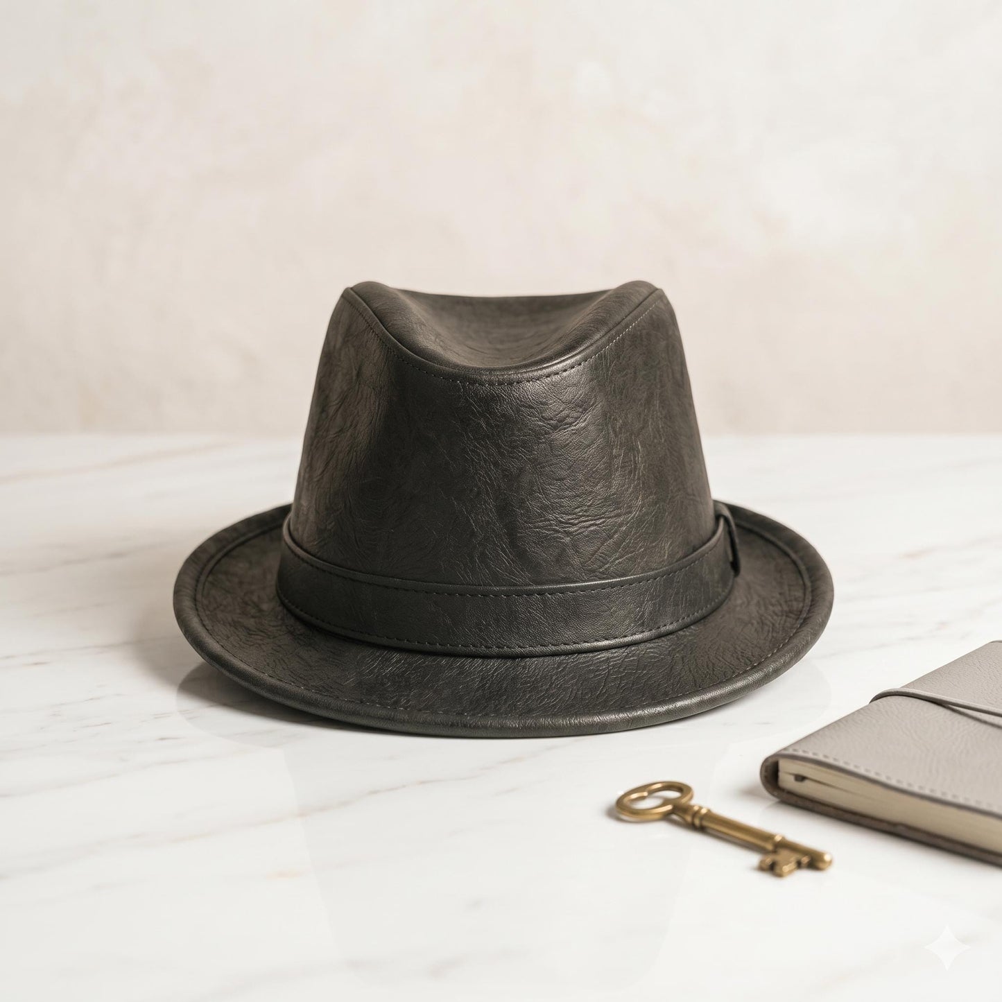 Black Leather Fedora Hat – Vintage Classic Trilby Style