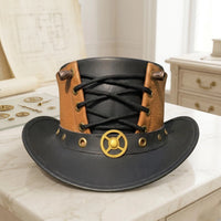 Handmade Steampunk Leather Top Hat Gothic Victorian Cosplay Statement Piece