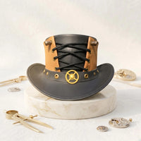 Handmade Steampunk Leather Top Hat Gothic Victorian Cosplay Statement Piece