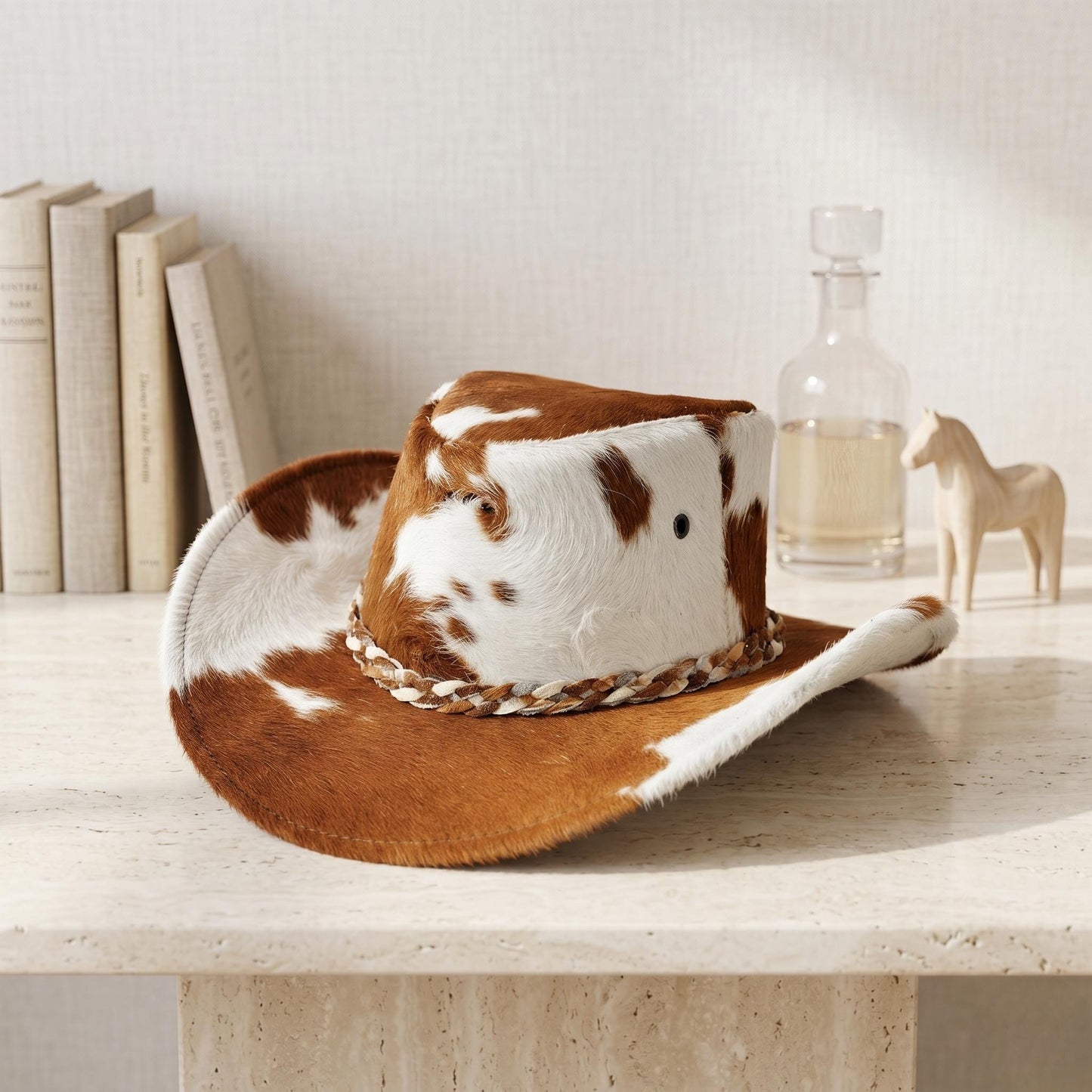 Genuine Hair-on Cowhide Cowboy Hat | Authentic Western Rodeo & Festival Hat for Men and Women