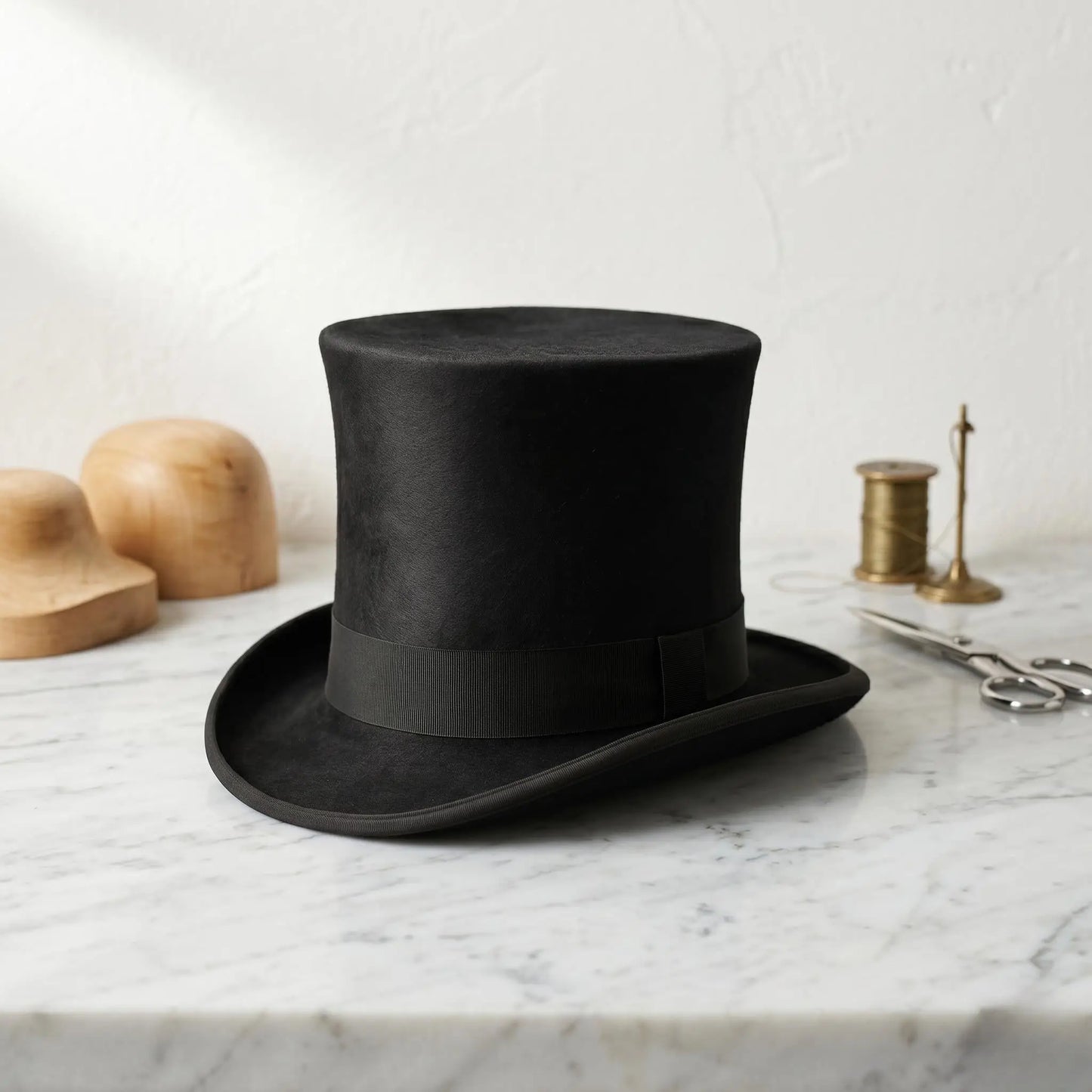 Handmade Wool Felt & Leather Top Hat | Victorian Steampunk Statement Headwear