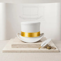 Handmade White Leather & Gold Steampunk Top Hat | Victorian Gothic Cosplay Accessory