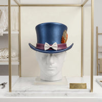 Handmade Blue Leather Steampunk Top Hat – Victorian Gothic Festival Cosplay Headwear