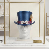 Handmade Blue Leather Steampunk Top Hat – Victorian Gothic Festival Cosplay Headwear