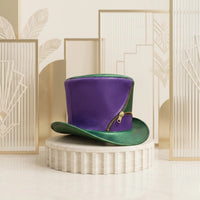 Handmade Purple & Green Leather Top Hat | Steampunk Gothic Festival Wear