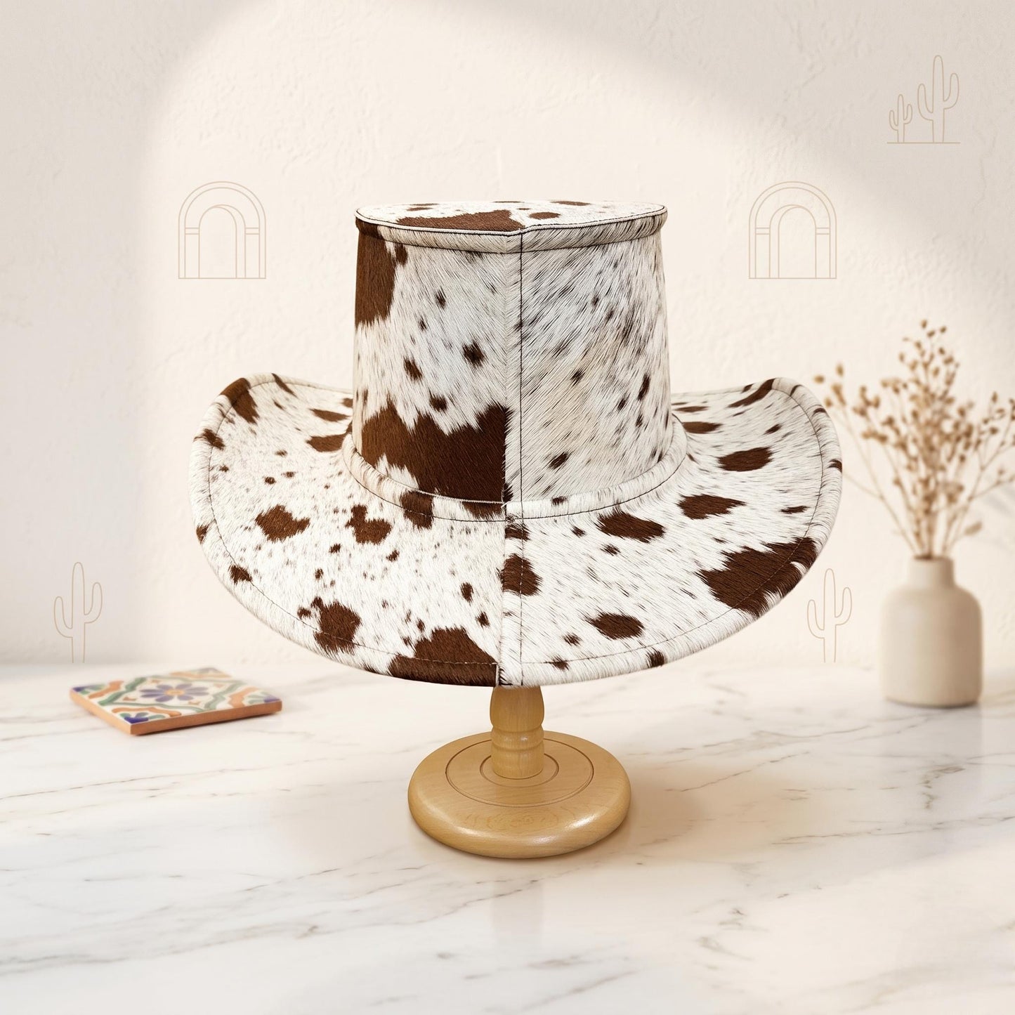 Handmade Cowhide Top Hat | Western Steampunk Cowboy Hat