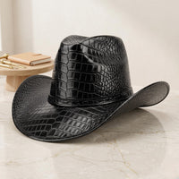 Black Crocodile Embossed Leather Cowboy Hat – Exotic Western Style Headwear