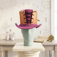 Handmade Steampunk Leather Top Hat – Victorian Gothic Lace-Up Statement Piece