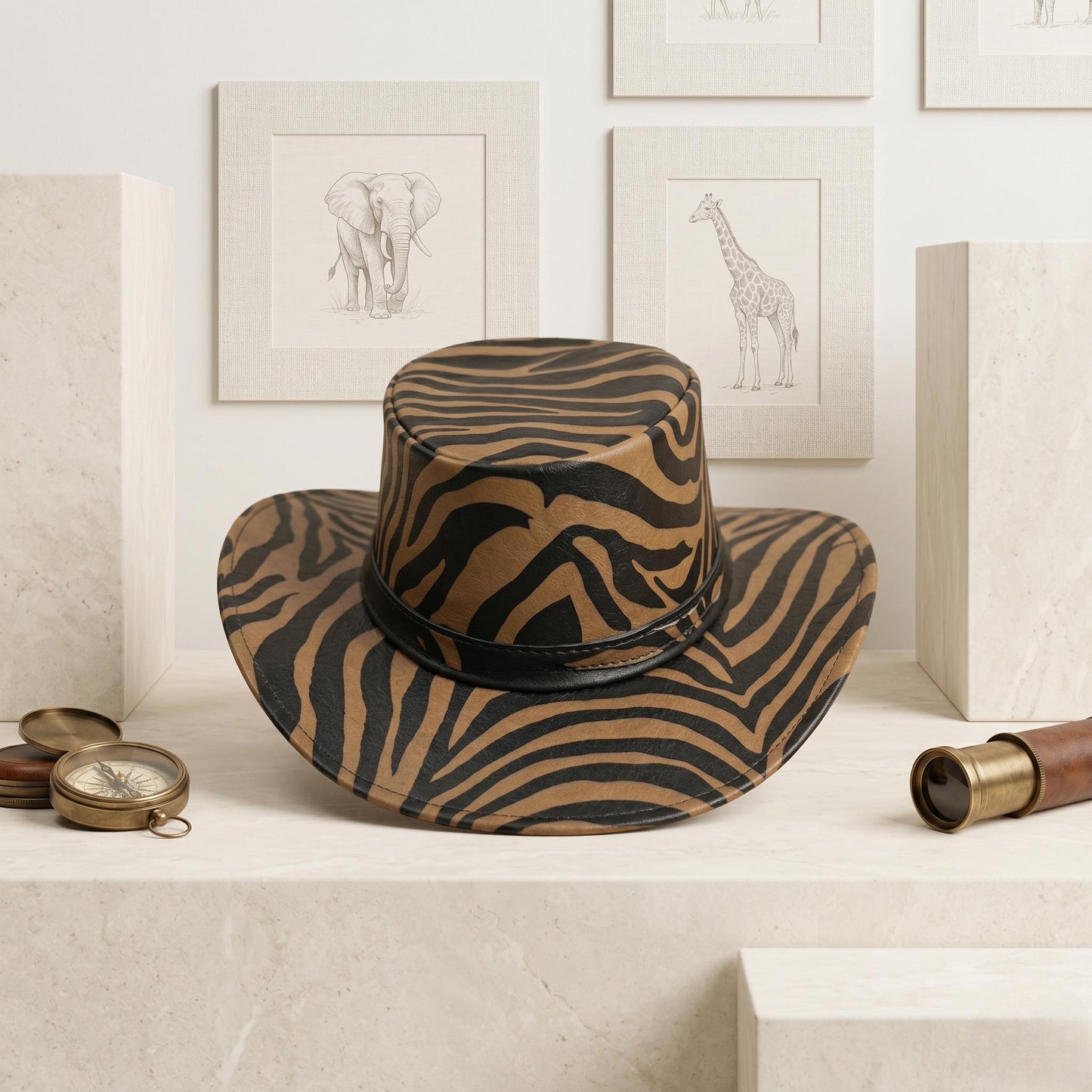 Stand Out in Style Zebra Print Leather Cowboy Hat