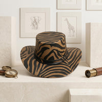 Stand Out in Style Zebra Print Leather Cowboy Hat