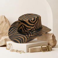 Stand Out in Style Zebra Print Leather Cowboy Hat