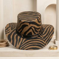 Stand Out in Style Zebra Print Leather Cowboy Hat