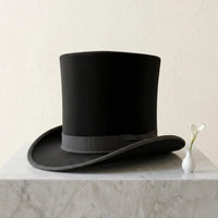 Handcrafted Black Silk Victorian Top Hat | Steampunk Formal Headwear