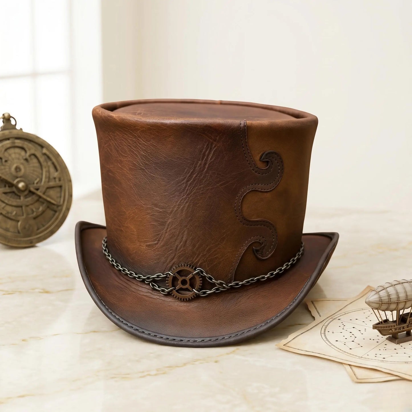 The Ultimate Steampunk Leather Top Hat | Handmade Victorian Gothic Costume Hat