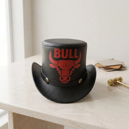 Unleash Your Inner Rebel Handmade Leather Bull Top Hat