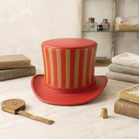 Red Striped Leather Top Hat – Steampunk & Victorian Statement Headwear