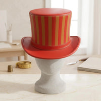 Red Striped Leather Top Hat – Steampunk & Victorian Statement Headwear