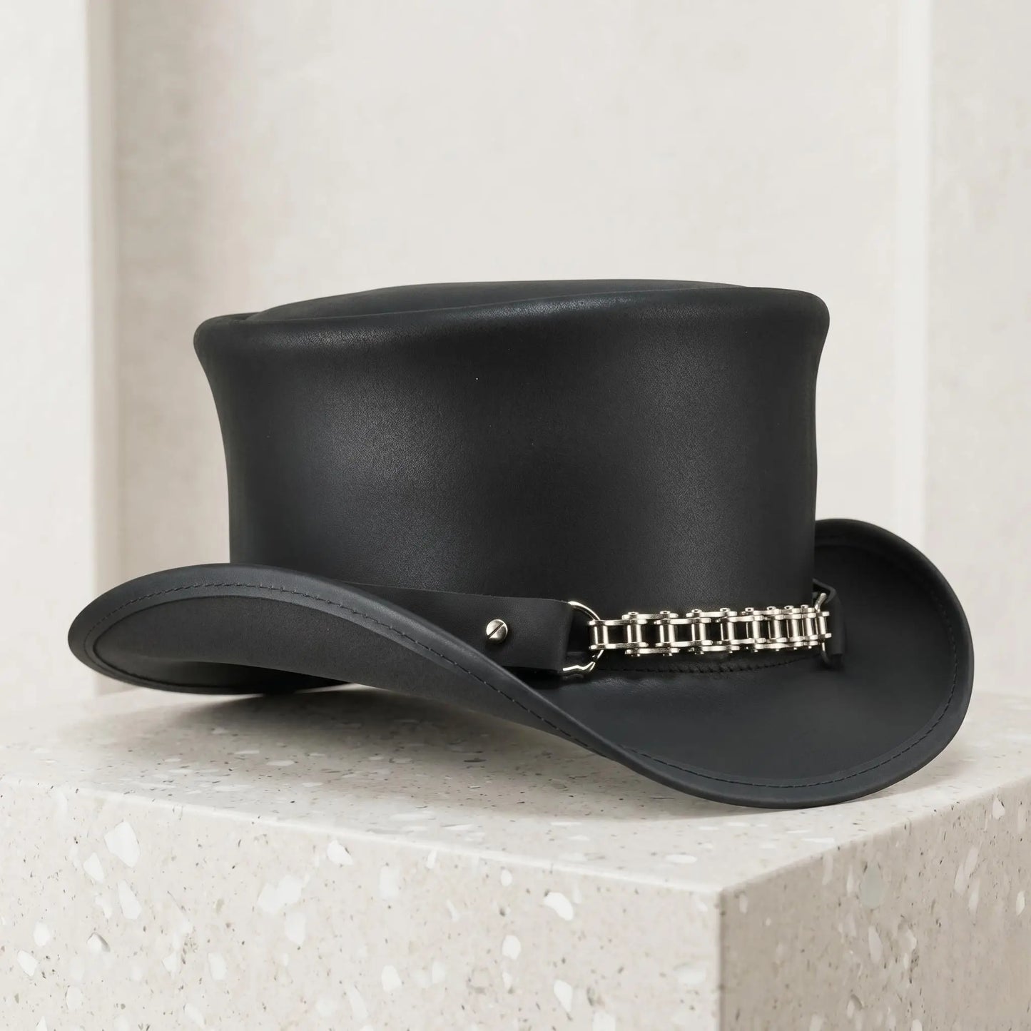 Handmade Leather Steampunk Top Hat | Gothic Biker Style