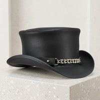 Handmade Leather Steampunk Top Hat | Gothic Biker Style