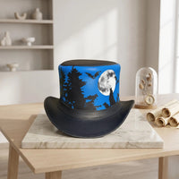Handcrafted Steampunk Leather Top Hat – Gothic Moonlit Forest & Bats Design