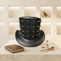 Unleash Your Edge: Handcrafted Gothic Spike Studded Leather Top Hat