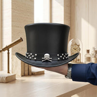 Steampunk Skull Leather Top Hat – Gothic Victorian Cosplay Accessories