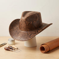 Snake Embossed Leather Cowboy Hat – Handmade Western Festival Style