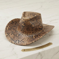 Snake Embossed Leather Cowboy Hat – Handmade Western Festival Style
