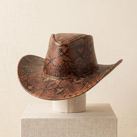 Snake Embossed Leather Cowboy Hat – Handmade Western Festival Style