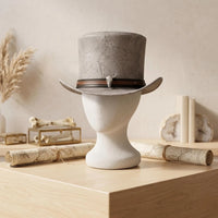 Genuine Cracked Leather Top Hat with Bull Skull Emblem – Steampunk Western Cosplay Accessory
