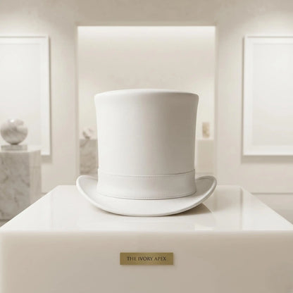 The Ivory Crown Handmade White Leather Top Hat