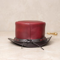 Handmade Red Leather Top Hat | Steampunk & Victorian Cosplay Hat