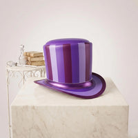 Handcrafted Purple Striped Leather Steampunk Top Hat – Victorian Gothic Cosplay Accessory