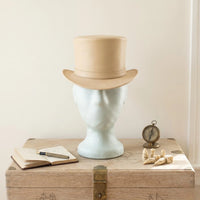 Handmade Beige Leather Top Hat – Victorian & Steampunk Elegance