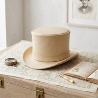 Handmade Beige Leather Top Hat – Victorian & Steampunk Elegance
