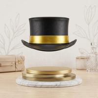 The Zenith Steampunk Black Leather Top Hat with Gold Band