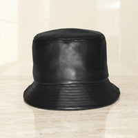 Black Leather Bucket Hat – Unisex Streetwear & Urban Fashion Headwear