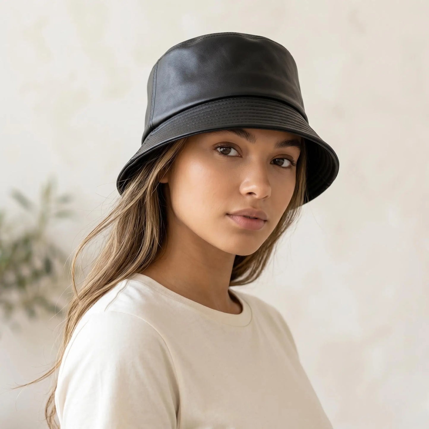 Black Leather Bucket Hat – Unisex Streetwear & Urban Fashion Headwear