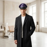 Handmade Leather Captain Cap – Purple Black Military Style Hat