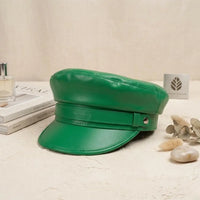 Vibrant Green Leather Newsboy Cap –  Streetwear Baker Boy Hat