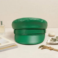 Vibrant Green Leather Newsboy Cap –  Streetwear Baker Boy Hat