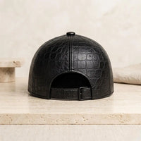 Crocodile Embossed Genuine Leather Baseball Cap – Luxury Men’s Streetwear