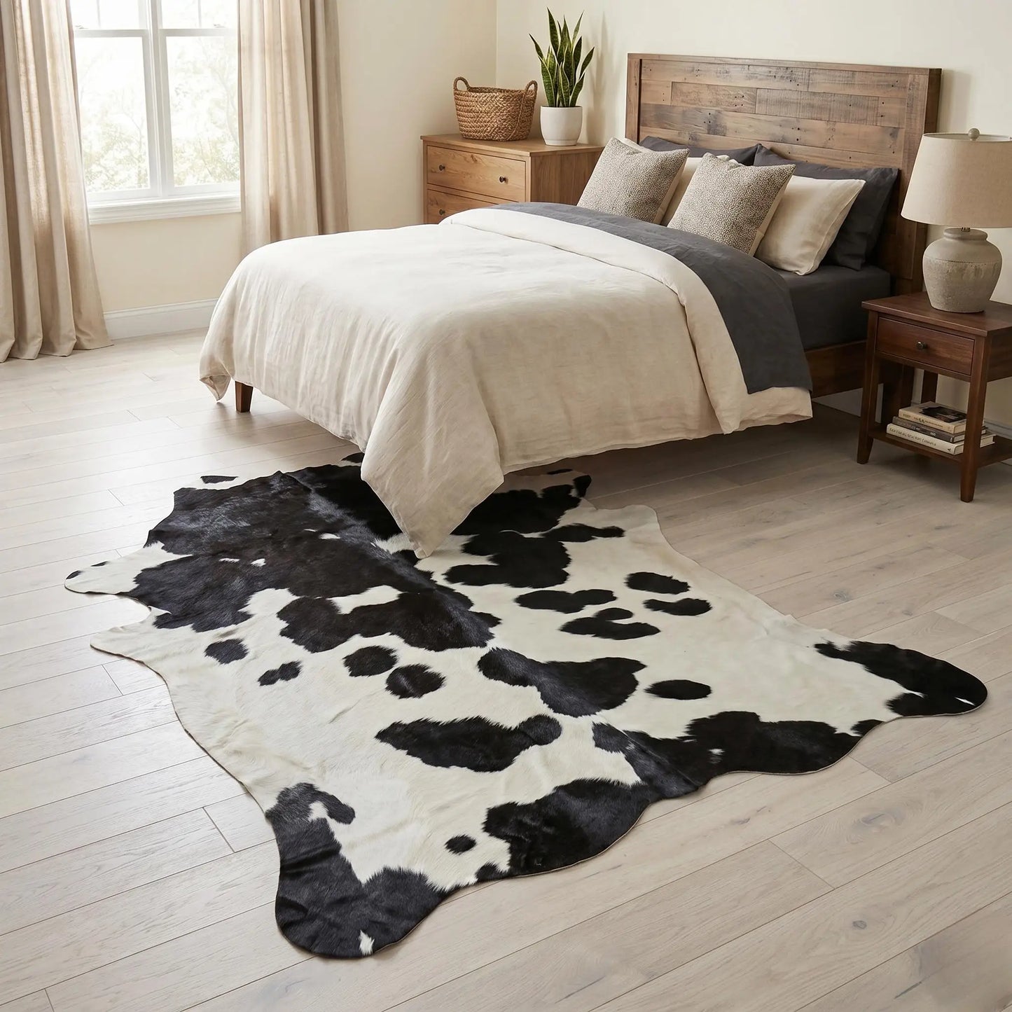 Genuine Natural Black & White Cowhide Rug – Unique Handmade Cow Skin Floor Rug Wall Hanging