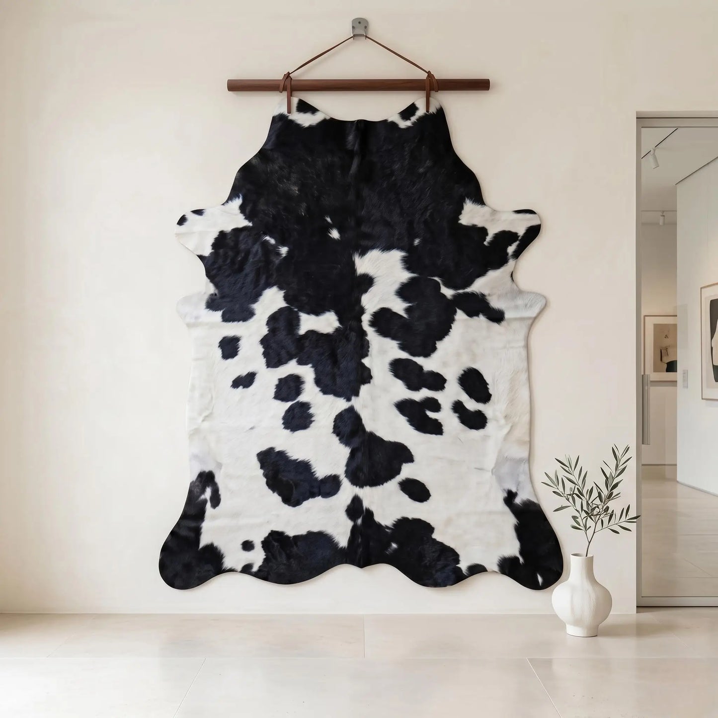 Genuine Natural Black & White Cowhide Rug – Unique Handmade Cow Skin Floor Rug Wall Hanging