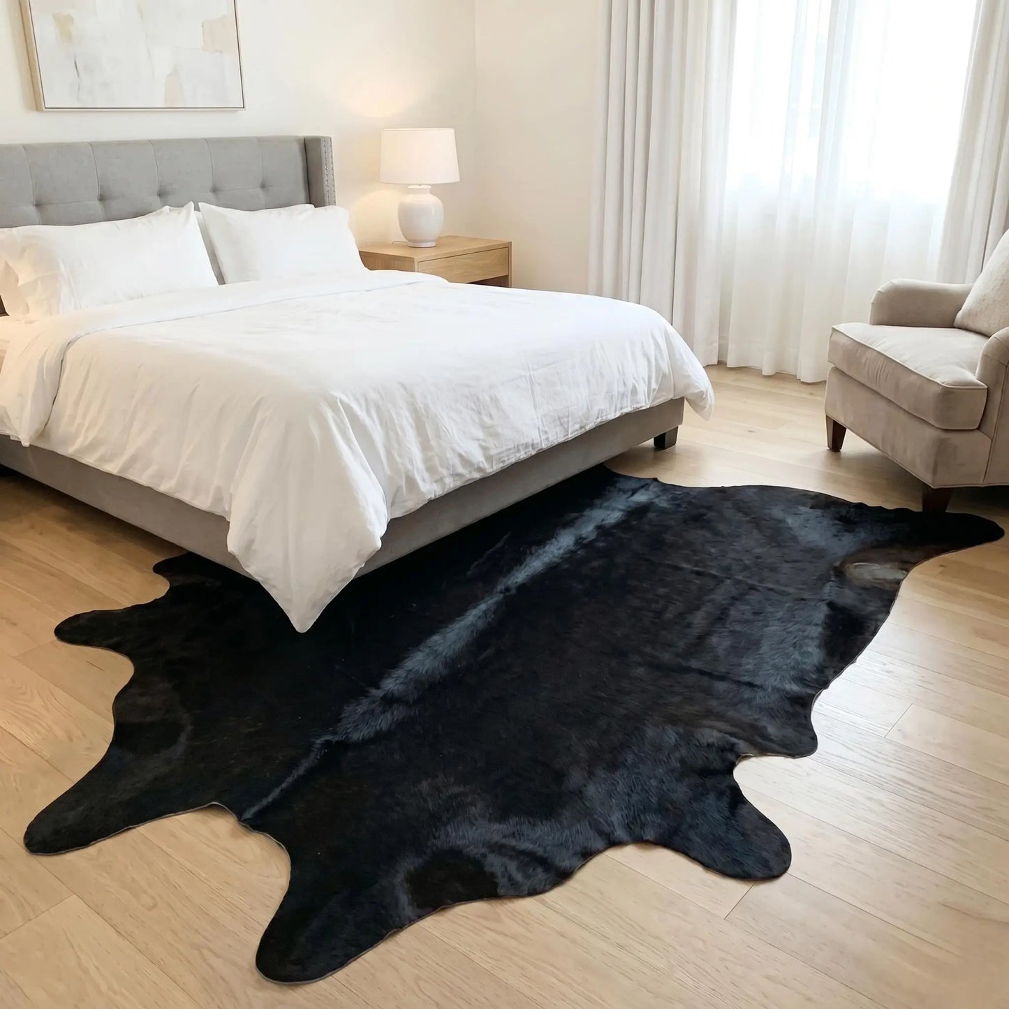 Genuine Black Cowhide Rug Hair-on Hide Western Home Decor Wall Hanging