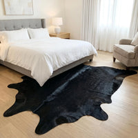 Genuine Black Cowhide Rug Hair-on Hide Western Home Decor Wall Hanging