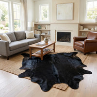 Genuine Black Cowhide Rug Hair-on Hide Western Home Decor Wall Hanging